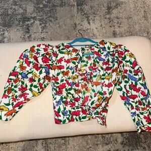 Zara Cotton Floral Open Back Top